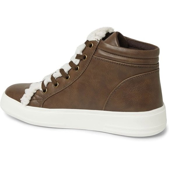 NIB Dearfoams Kinsley Outside Zip & Lace Bootie Faux Fur Detail Platform - Picture 4 of 6